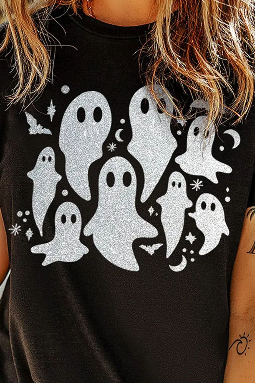 Full Size Ghost Round Neck Short Sleeve T-Shirt  Trendsi   