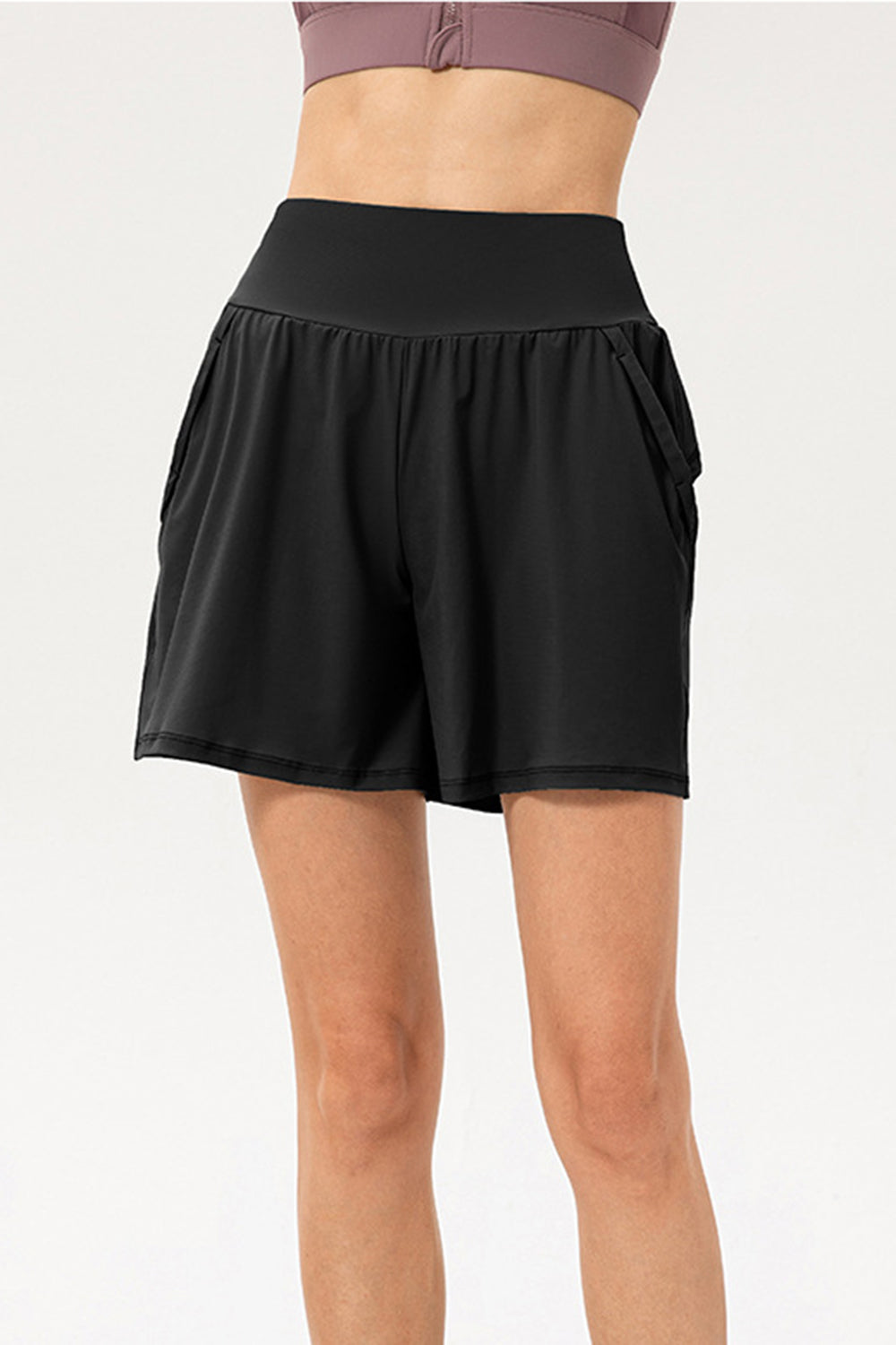 Pocketed Elastic Waist Active Shorts  Trendsi Black XS 