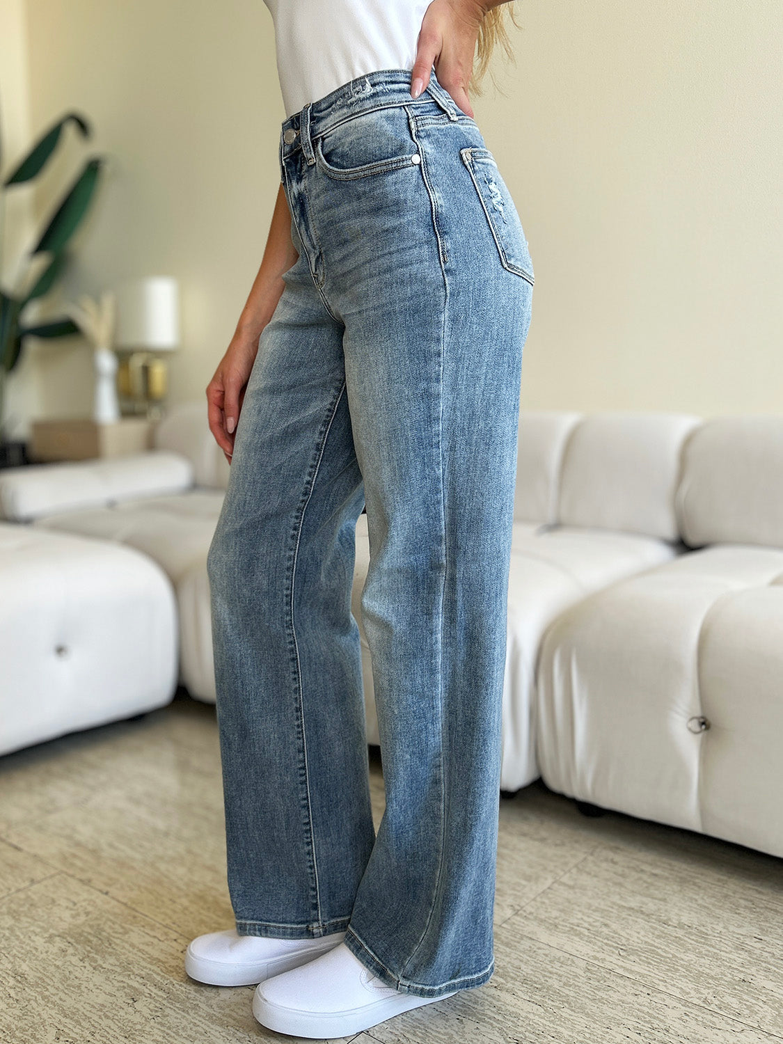 Judy Blue Full Size High Waist Straight Jeans  Trendsi   