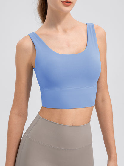 Scoop Neck Wide Strap Active Tank  Trendsi Sky Blue S 