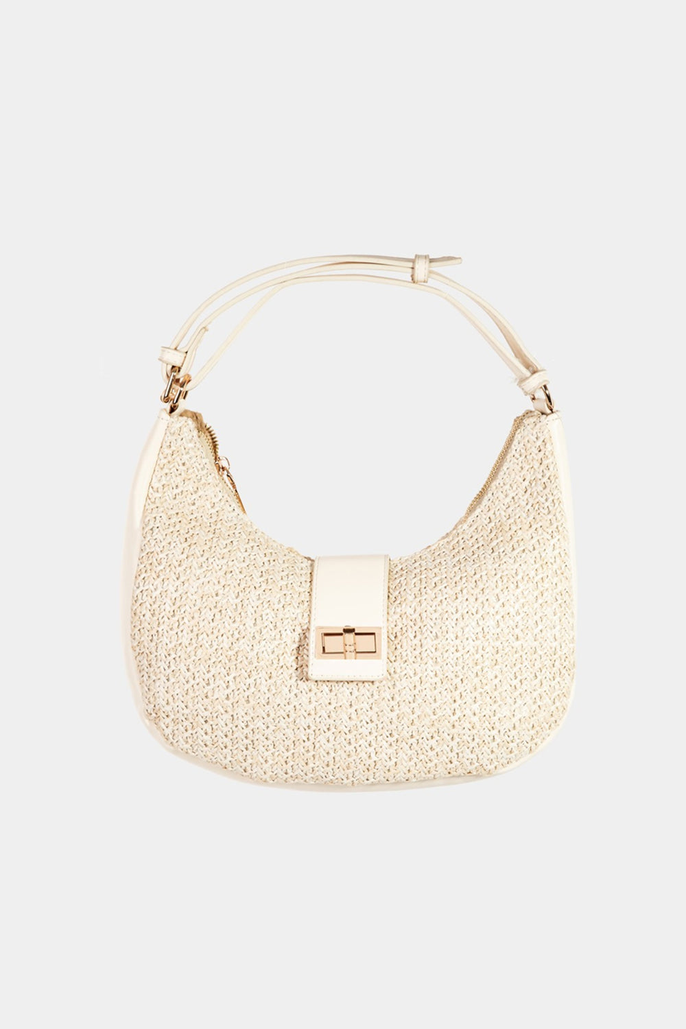 Fame Straw Braid Hobo Bag  Trendsi Ivory One Size 