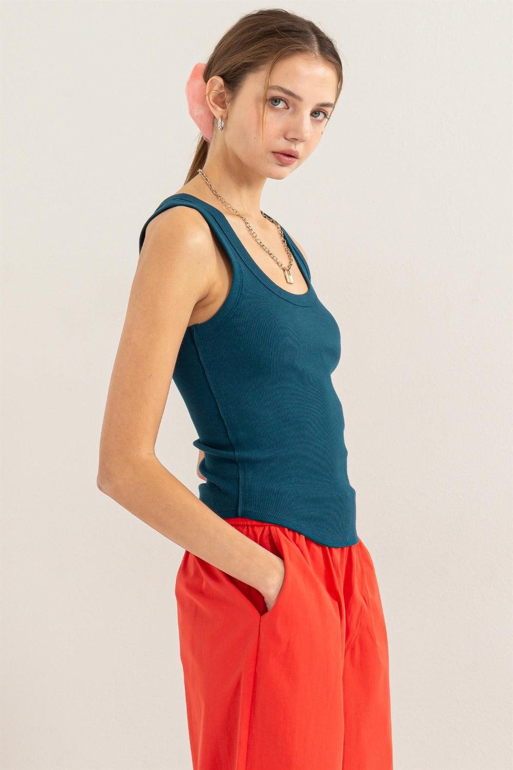 HYFVE Ribbed Scoop Neck Racerback Tank  Trendsi   