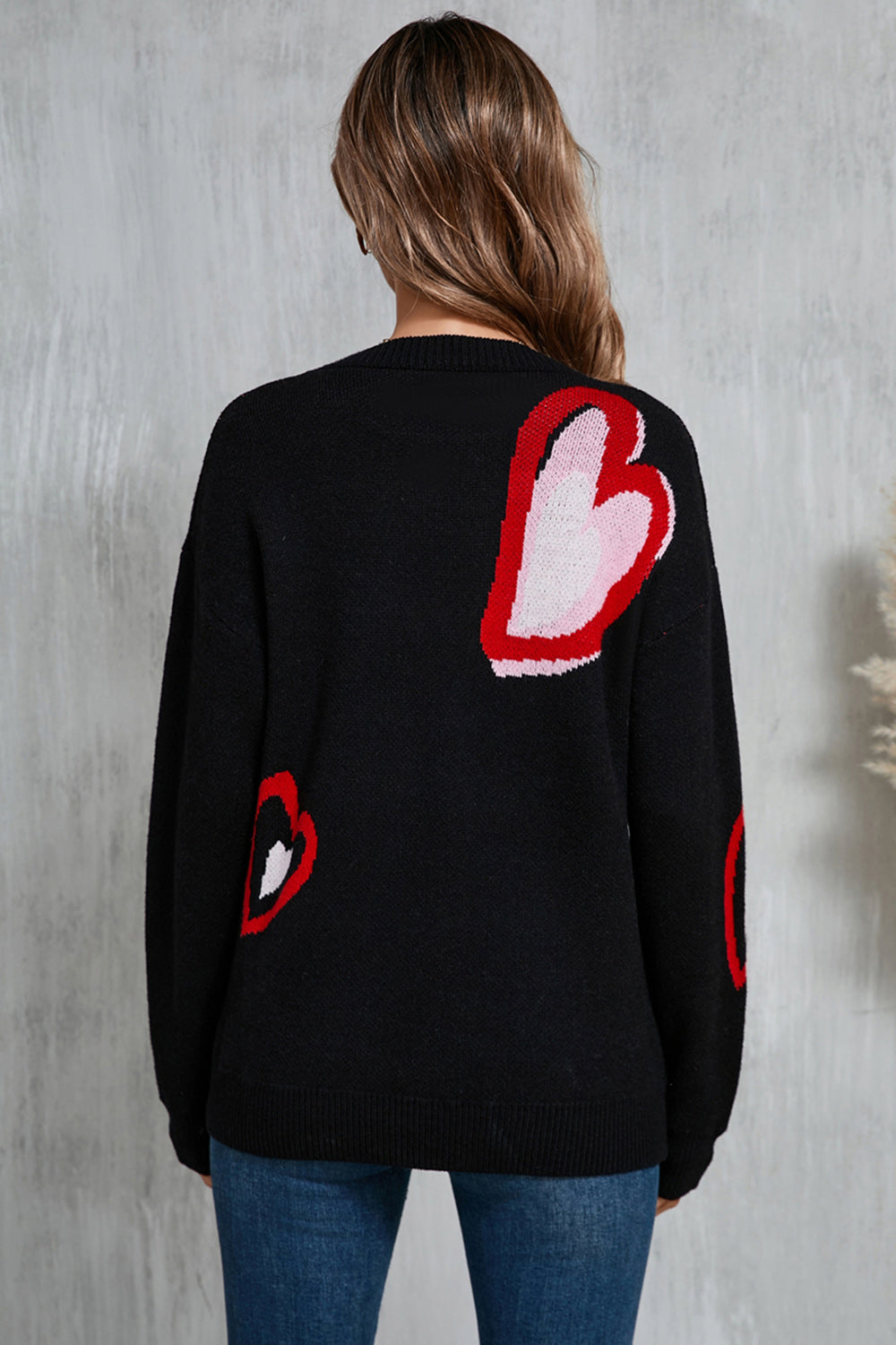 Angel Wings Heart Round Neck Long Sleeve Sweater  Trendsi   