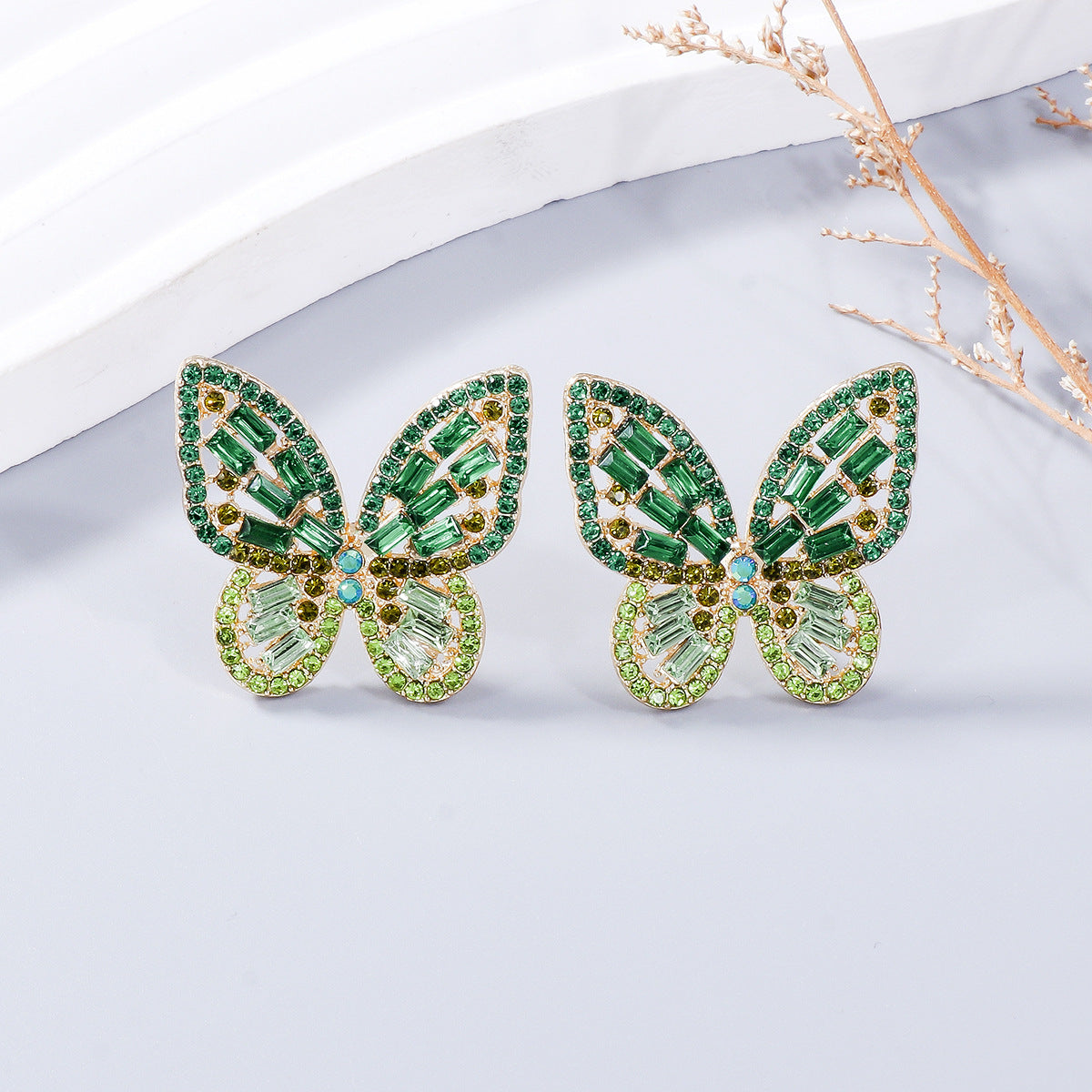 Alloy Inlaid Rhinestone Butterfly Earrings Earrings Trendsi Style B One Size 