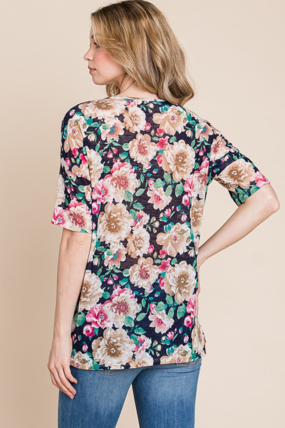 BOMBOM Floral Round Neck T-Shirt  Trendsi   