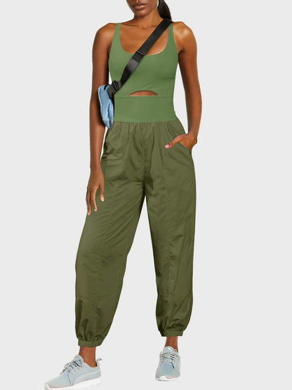 Cutout Scoop Neck Wide Strap Jumpsuit  Trendsi   