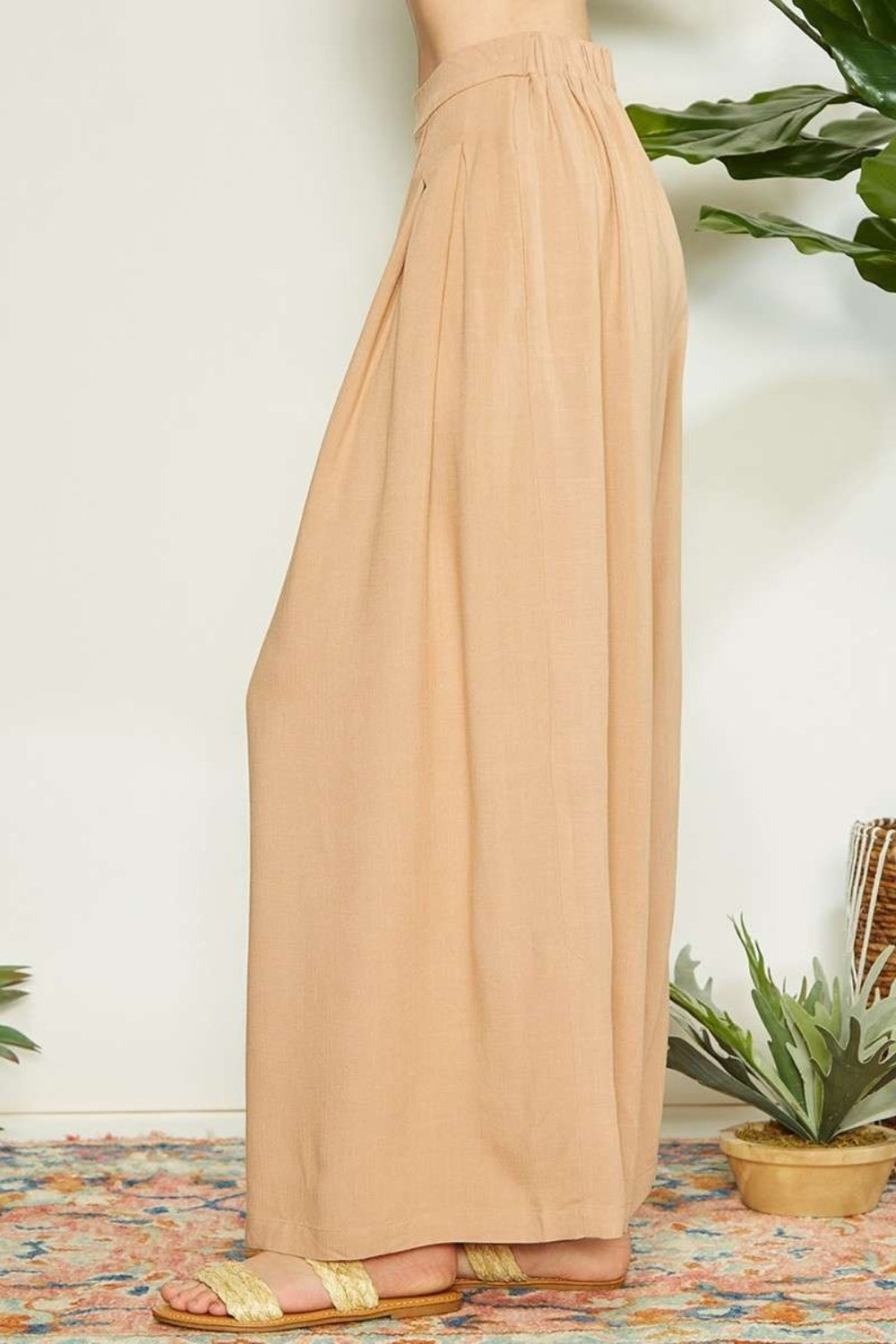 Mittoshop Wrap Pleating Detail Wide Leg Pants  Trendsi   