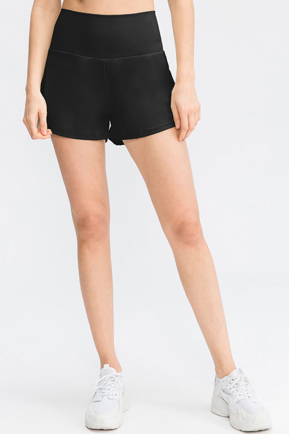 Wide Waistband Sports Shorts with Pockets  Trendsi Black 4/S 