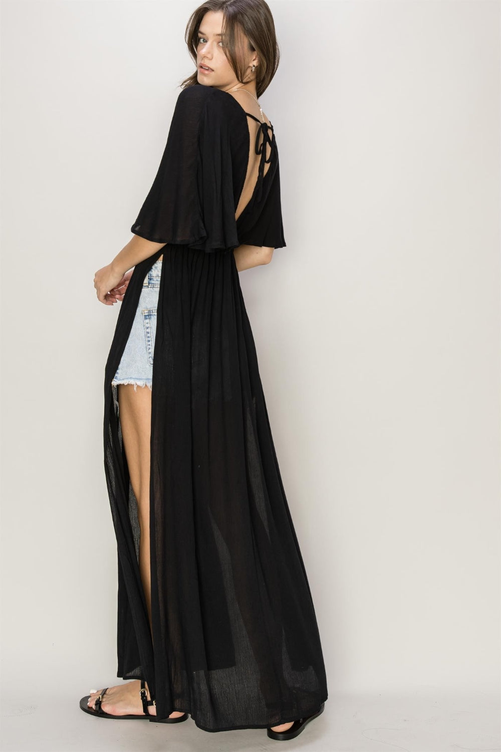 HYFVE Tie Back Maxi Split Cover Up Dress  Trendsi   