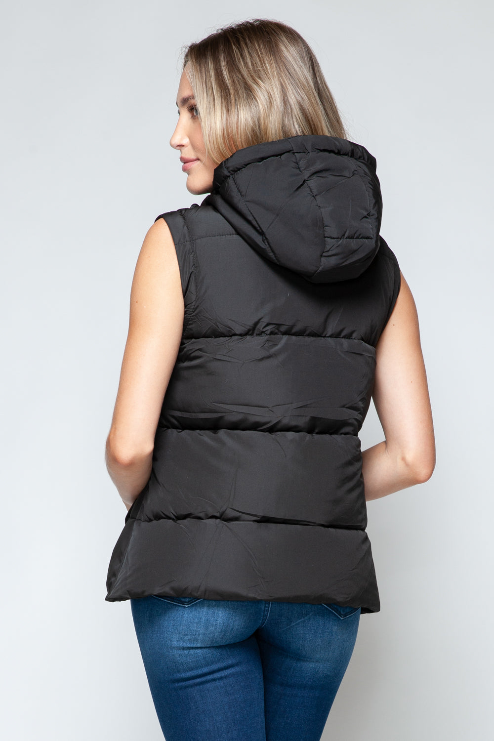 Snobbish Snap and Zip Closure Hooded Vest  Trendsi   