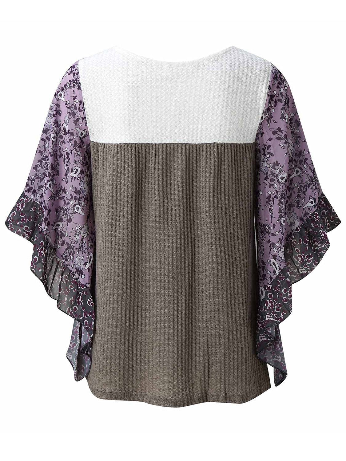 Full Size Printed Round Neck Three-Quarter Sleeve Blouse  Trendsi   