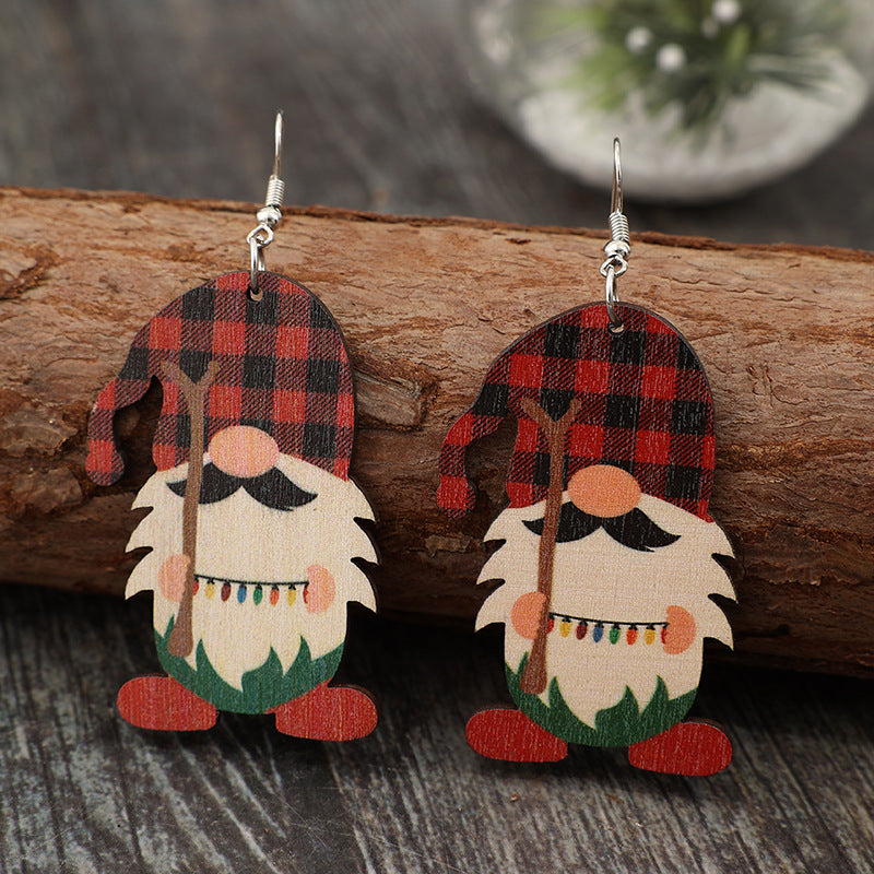 Wooden Pointed Hat Gnome Earrings  Trendsi   