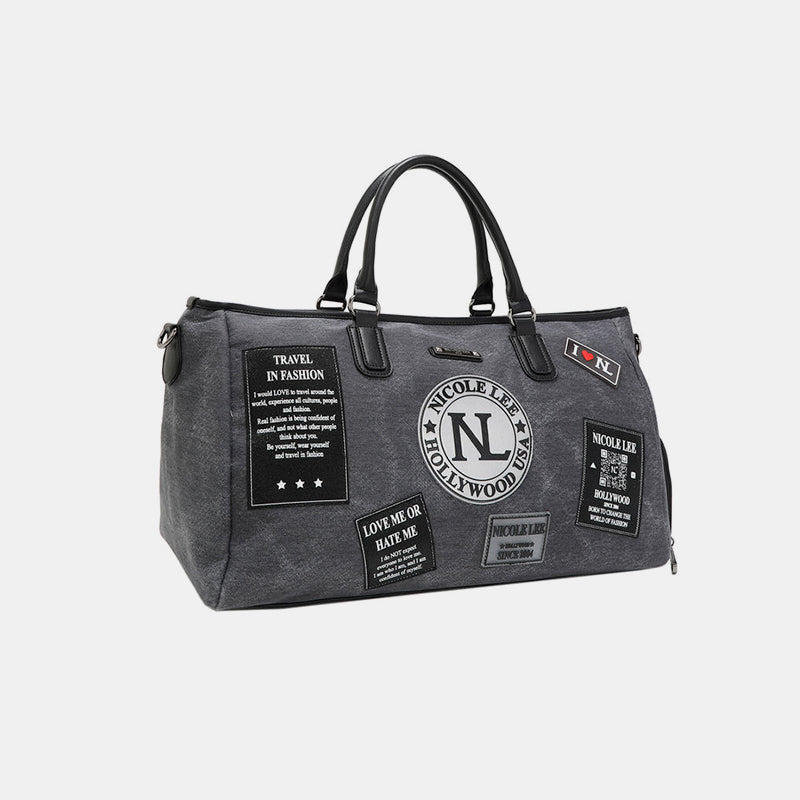 Nicole Lee USA Denim Patch Duffel  Trendsi   