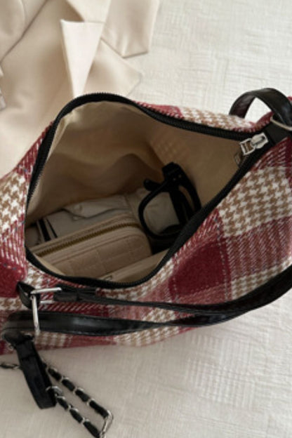 Plaid Adjustable Strap Handbag Bag Trendsi   