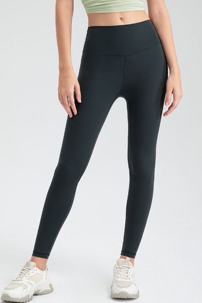 Wide Waistband Slim Fit Active Leggings  Trendsi Dark Navy S 