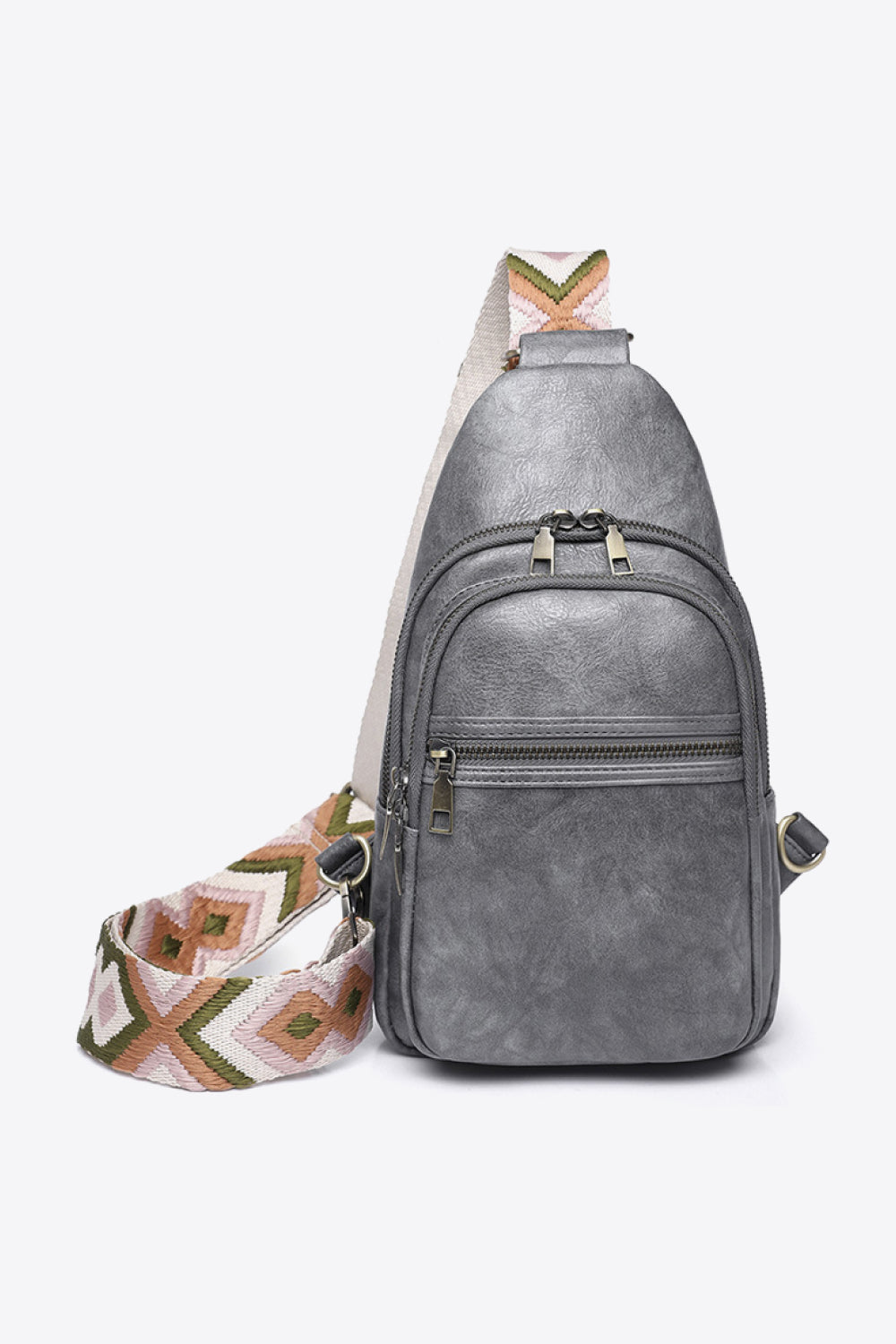 Adored It's Your Time PU Leather Sling Bag  Trendsi Mid Gray One Size 