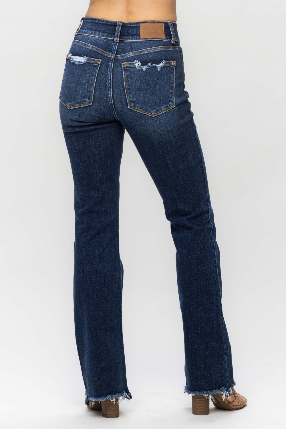 Judy Blue Full Size Frayed Hem Bootcut Jeans  Trendsi   