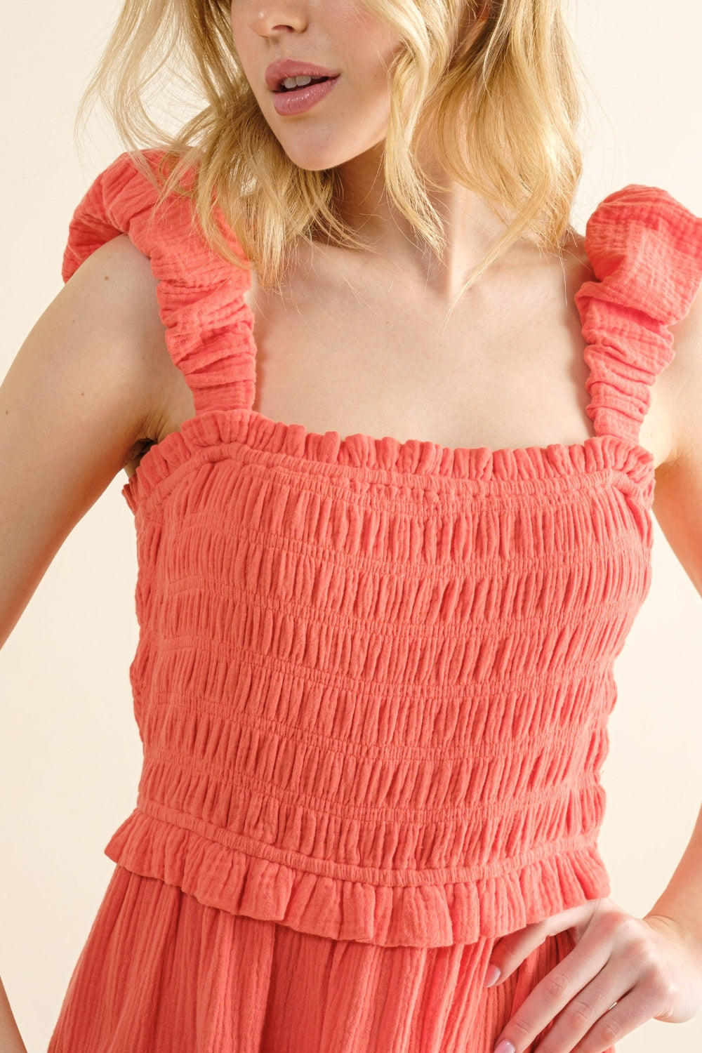 And The Why Smocked Ruffled Tiered Dress  Trendsi   