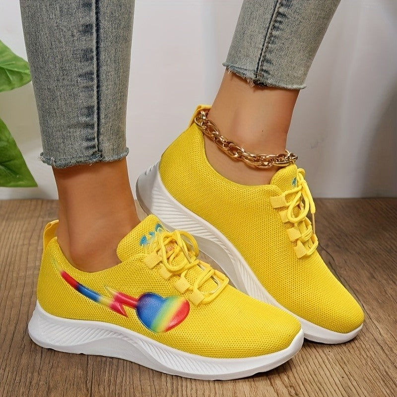 Mesh Lace-Up Sneakers  Trendsi Yellow 36(US5) 