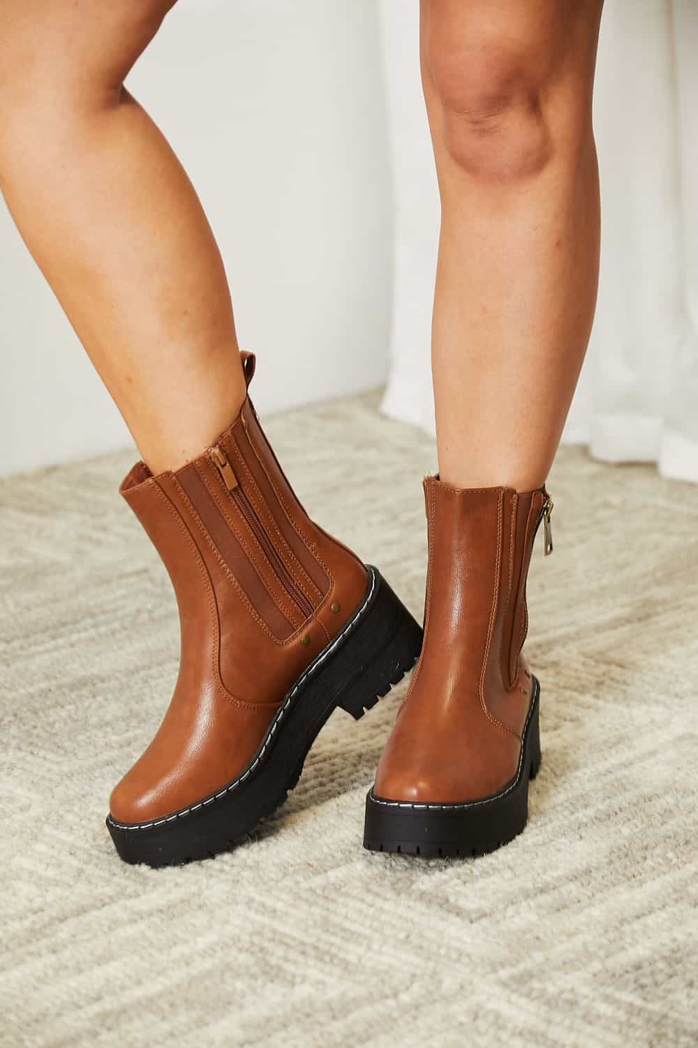 Forever Link Side Zip Platform Boots  Trendsi   