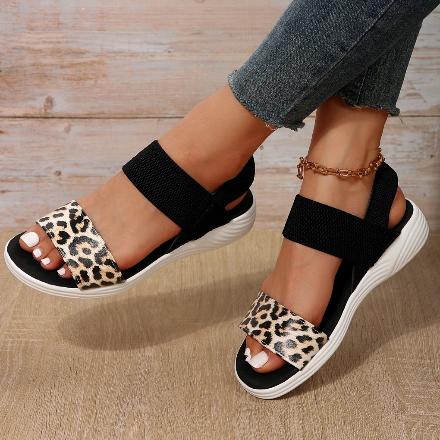 PU Leather Open Toe Low Heel Sandals  Trendsi   