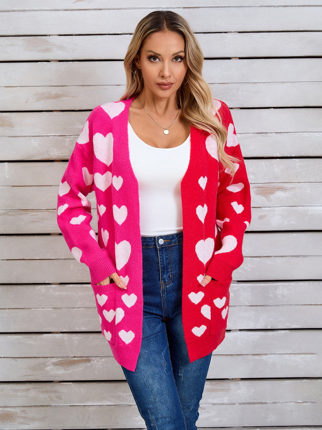 Angel Wings Heart Open Front Long Sleeve Cardigan  Trendsi   