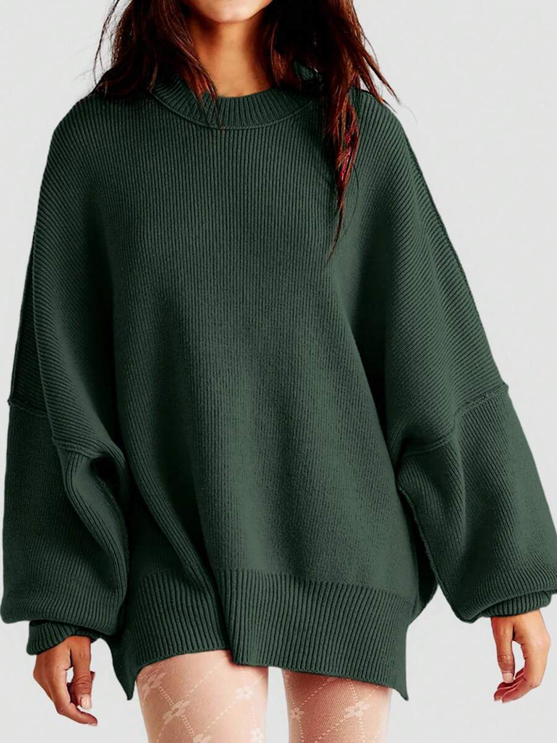 Round Neck Long Sleeve Sweater  Trendsi   