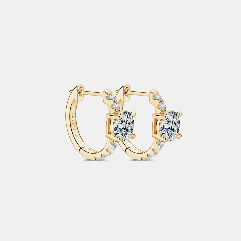 2.36 Carat Moissanite Zircon 925 Sterling Silver Hoop Earrings  Trendsi Gold One Size 