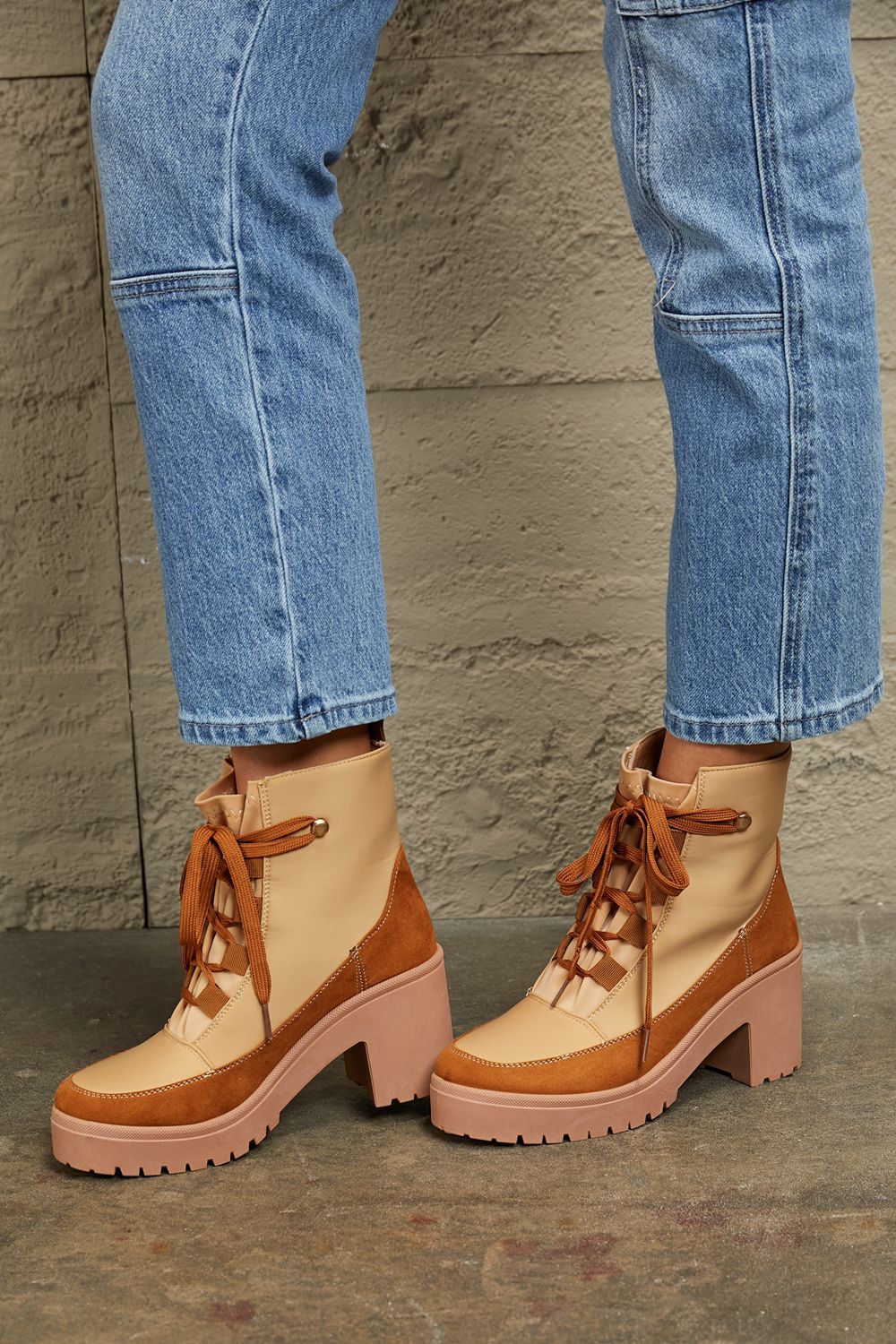 East Lion Corp Lace Up Lug Booties  Trendsi   