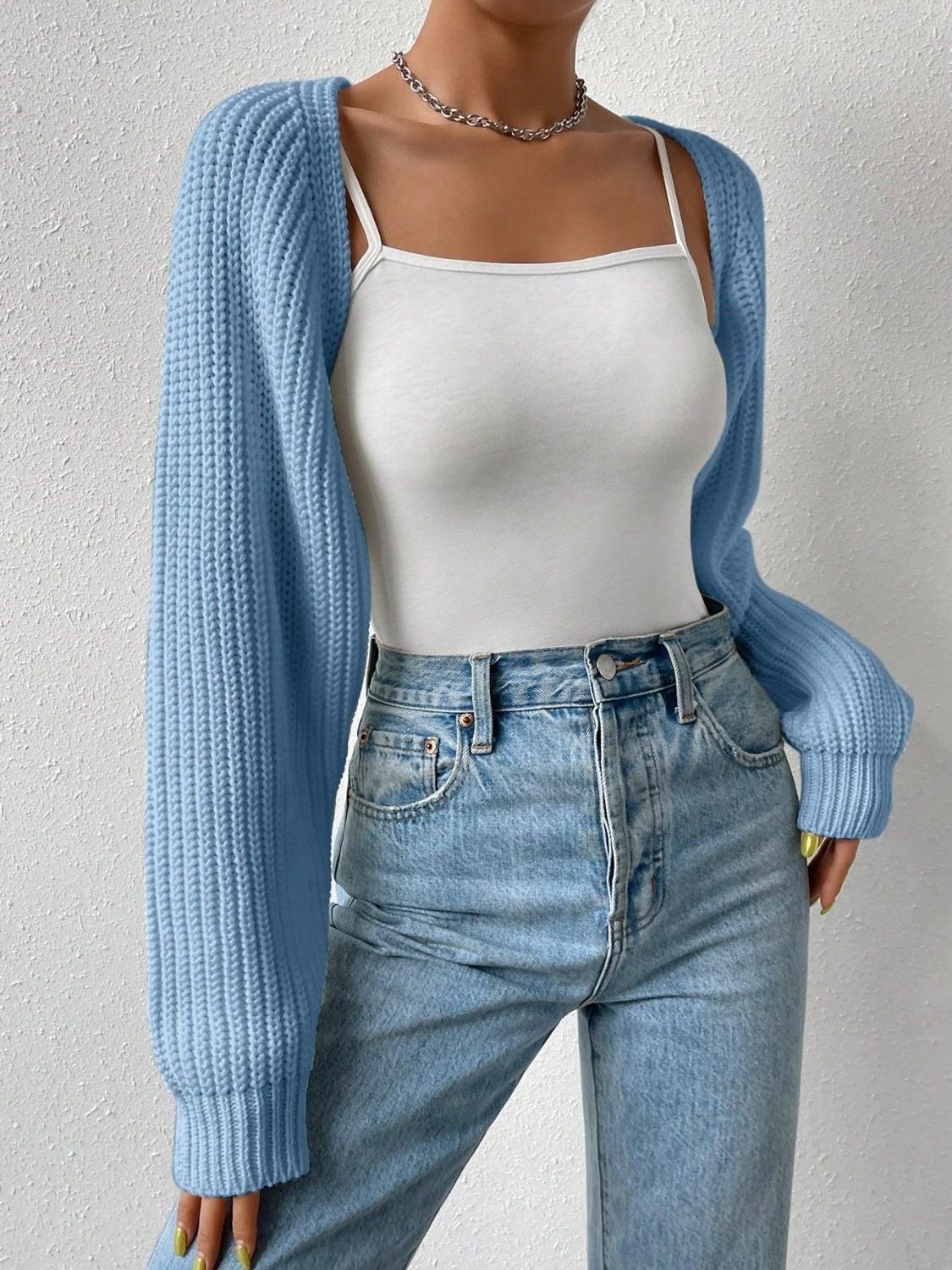 Honey Open Front Long Sleeve Cropped Cardigan  Trendsi   