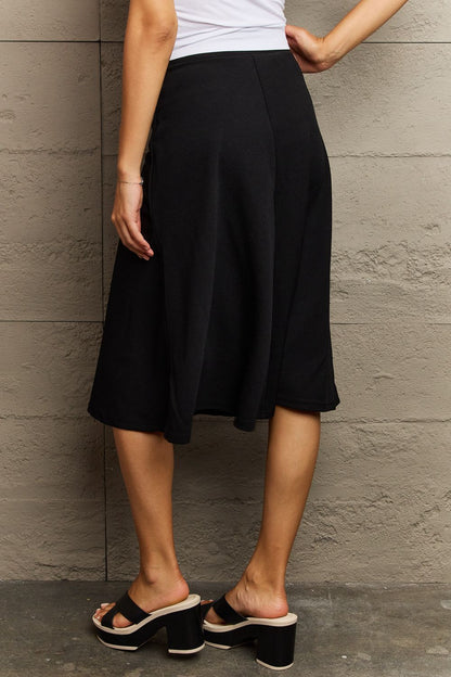 Ninexis Wide Waistband Knee Length Skirt  Trendsi   