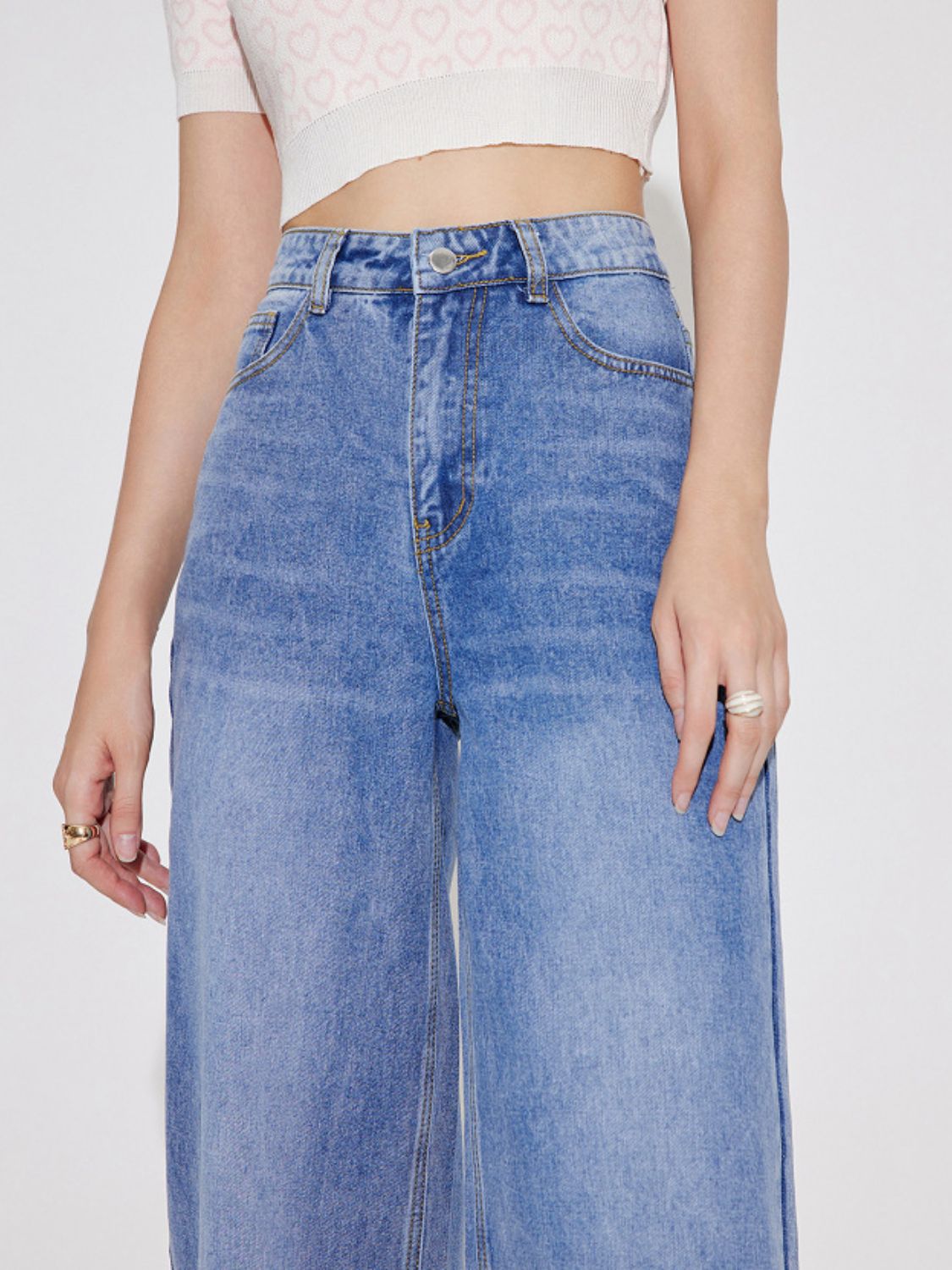 High Waist Straight Leg Jeans with Pockets  Trendsi   