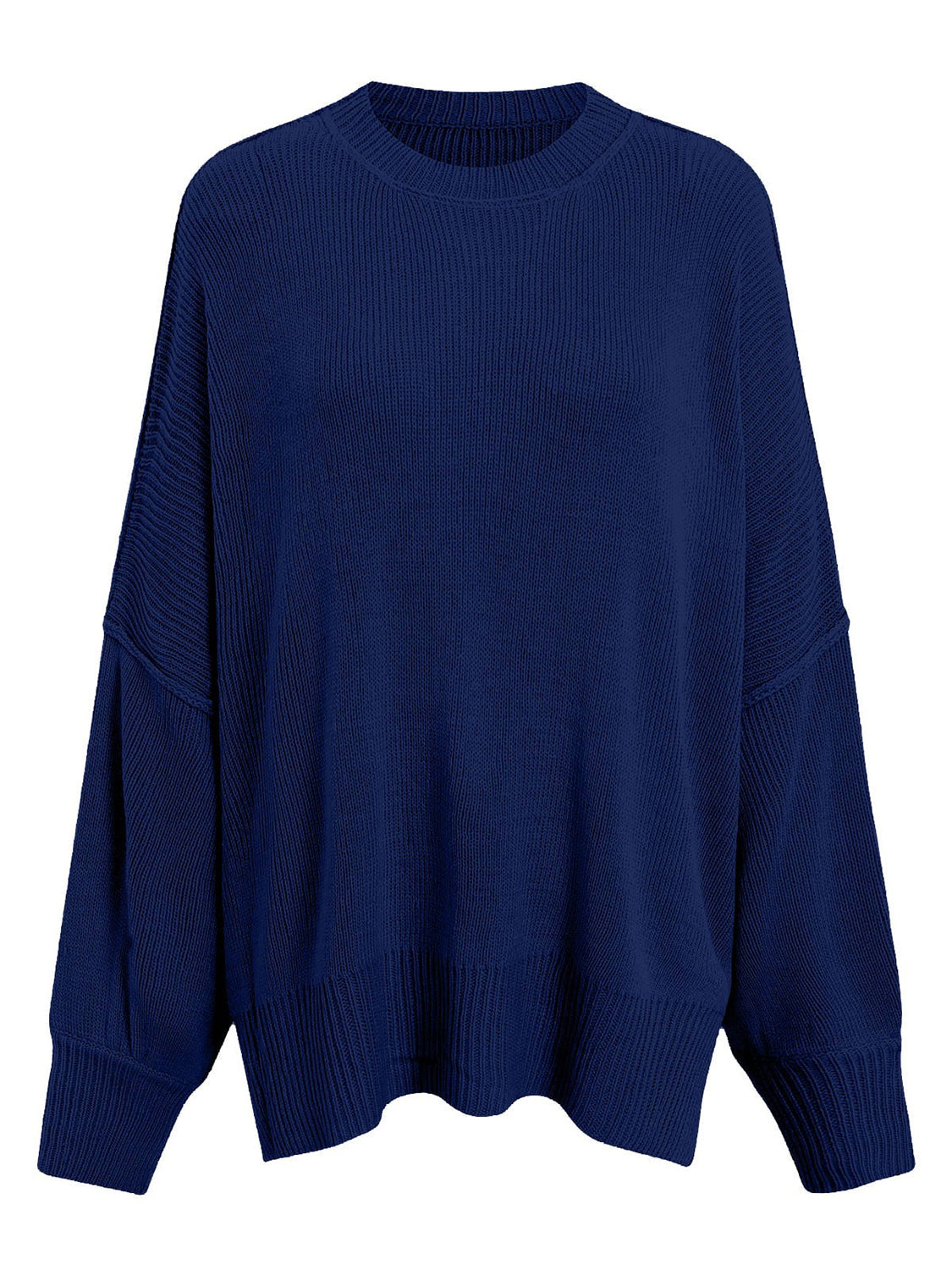 Round Neck Long Sleeve Sweater  Trendsi   