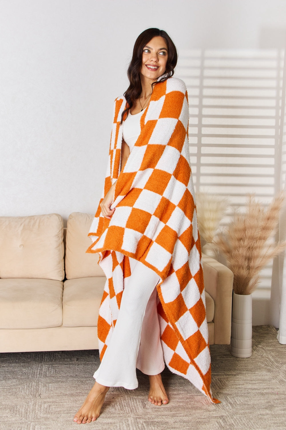 Cuddley Checkered Decorative Throw Blanket  Trendsi   