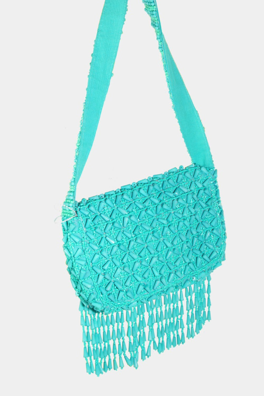 Fame Beaded Fringe Rectangle Shoulder Bag  Trendsi   