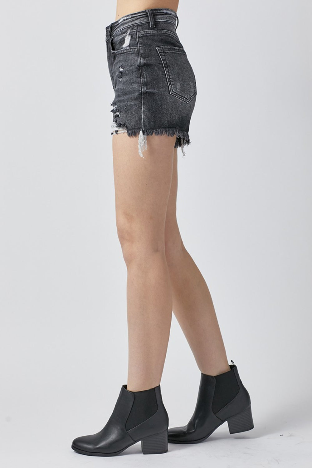 RISEN Full Size High Rise Distressed Denim Shorts  Trendsi   