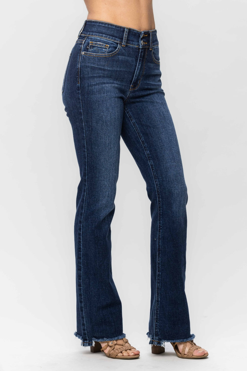 Judy Blue Full Size Frayed Hem Bootcut Jeans  Trendsi   