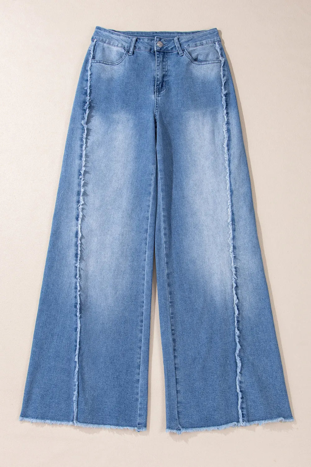 Raw Hem Wide Leg Jeans with Pockets  Trendsi   