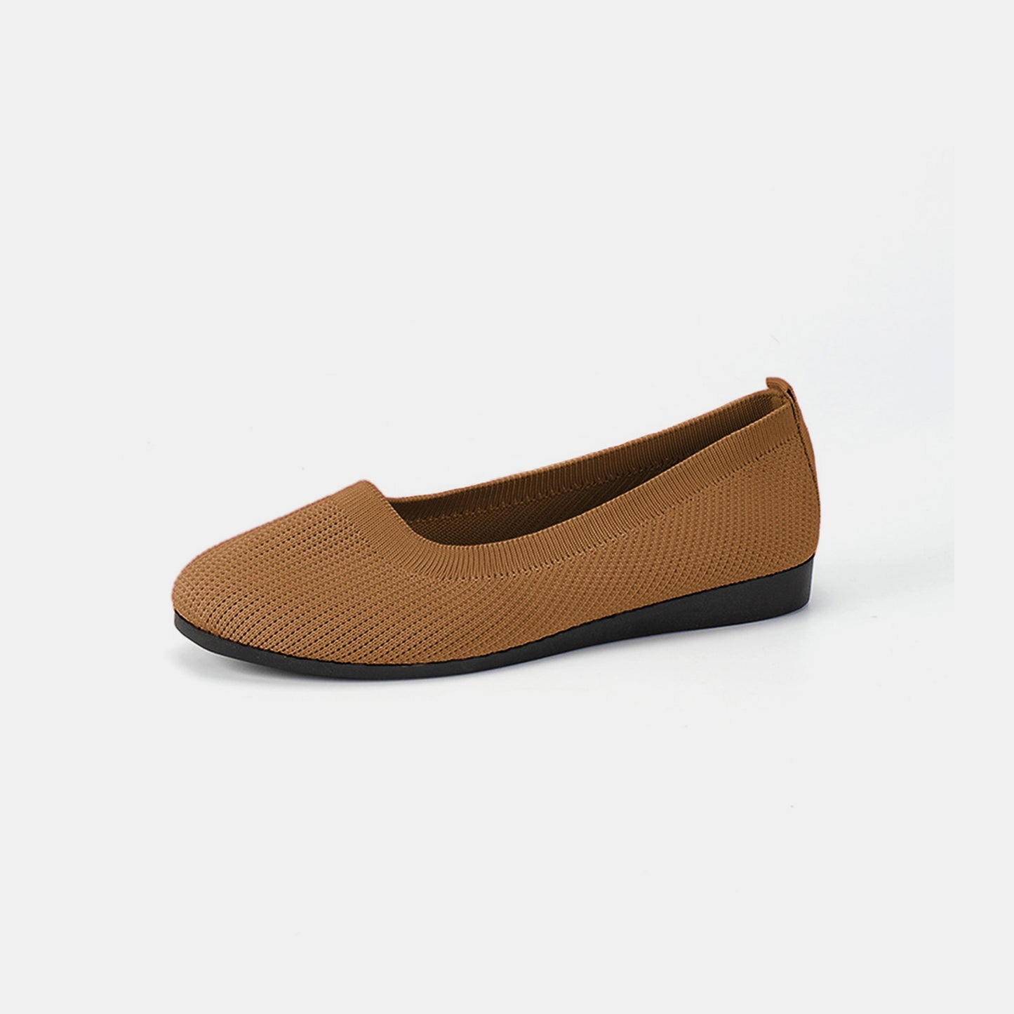 Round Toe Knit Ballet Flats  Trendsi Caramel 36(US5) 