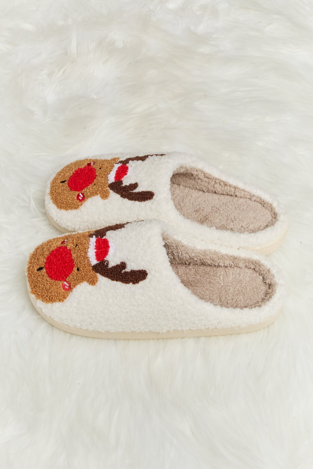 Melody Rudolph Print Plush Slide Slippers  Trendsi   