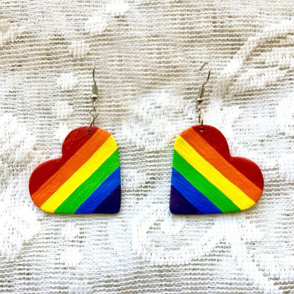 Leather Colorful Striped Heart Earrings  Trendsi   