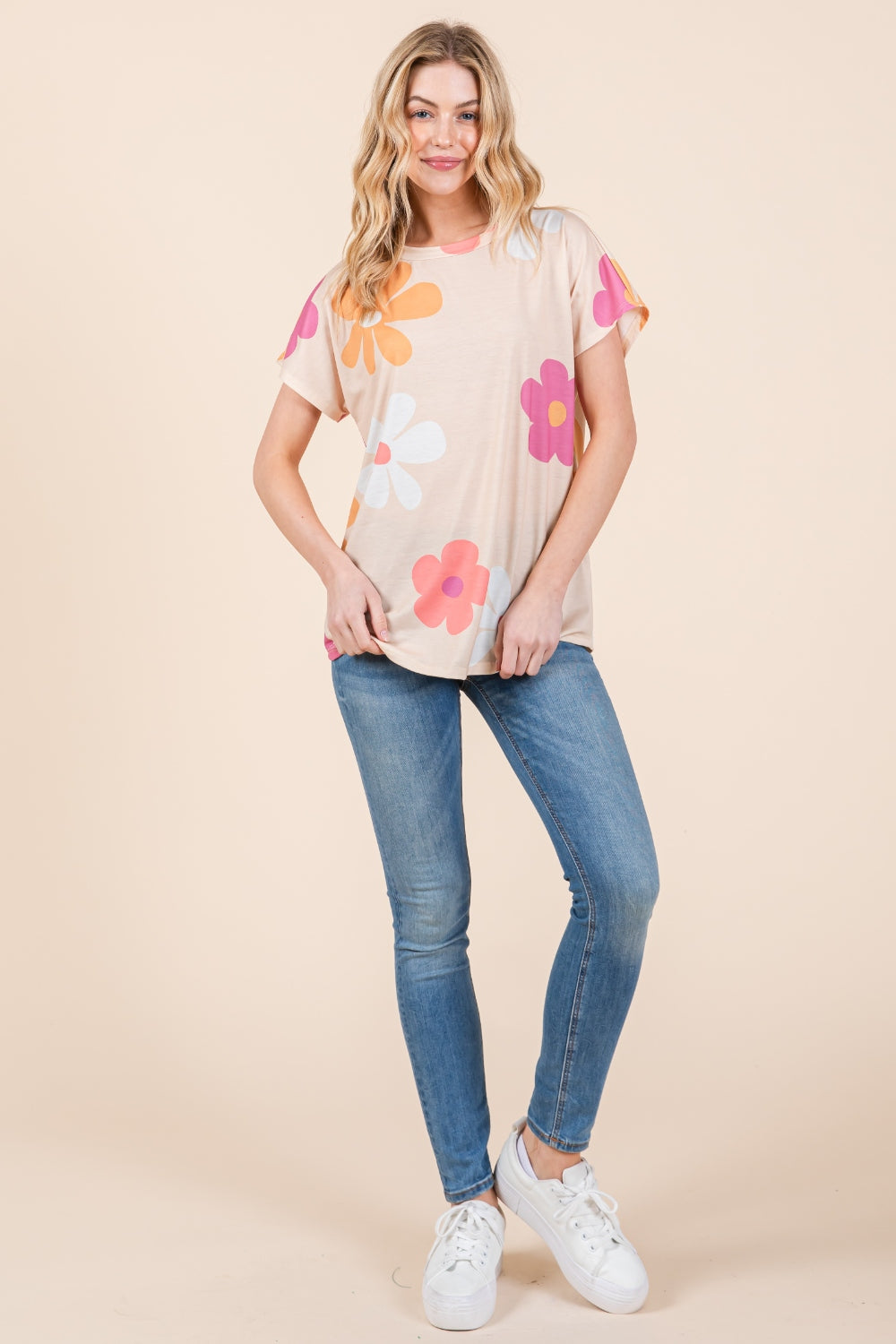 BOMBOM Floral Short Sleeve T-Shirt  Trendsi   