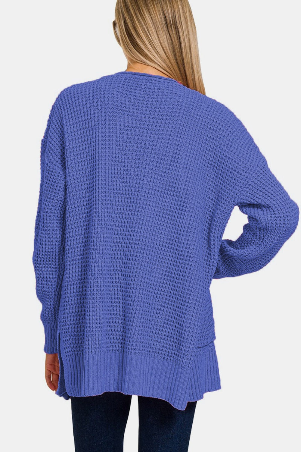 Zenana Waffle Open Front Sweater Cardigan  Trendsi   