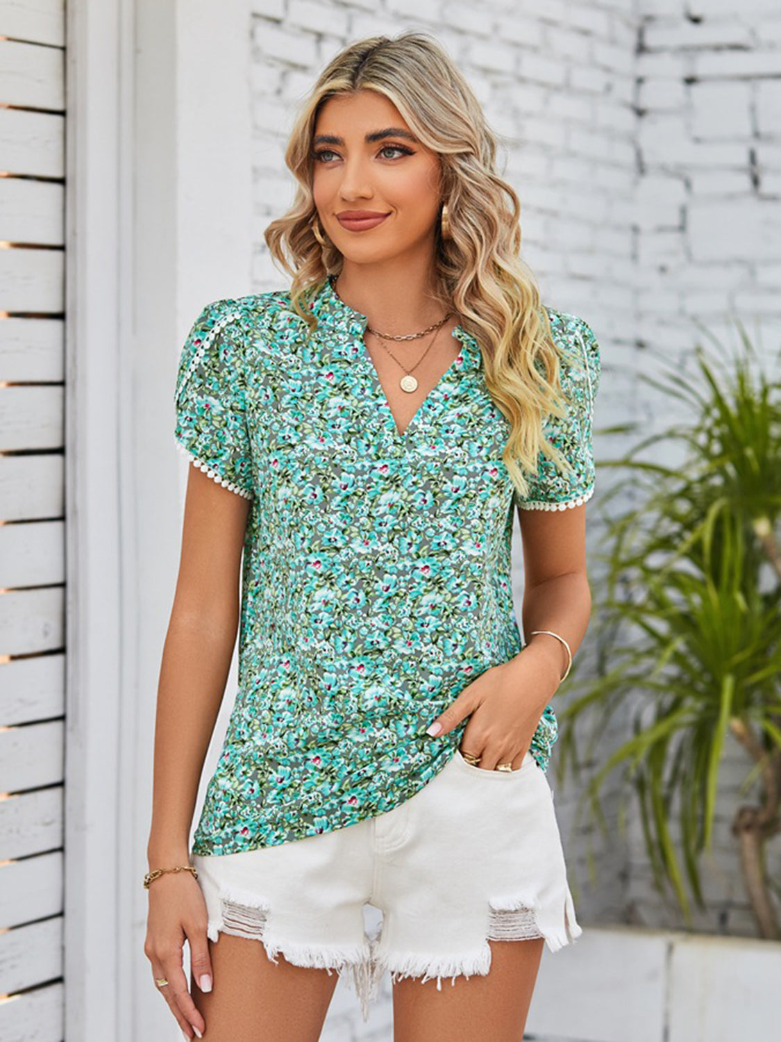 Mandy Floral Notched Neck Blouse  Trendsi   