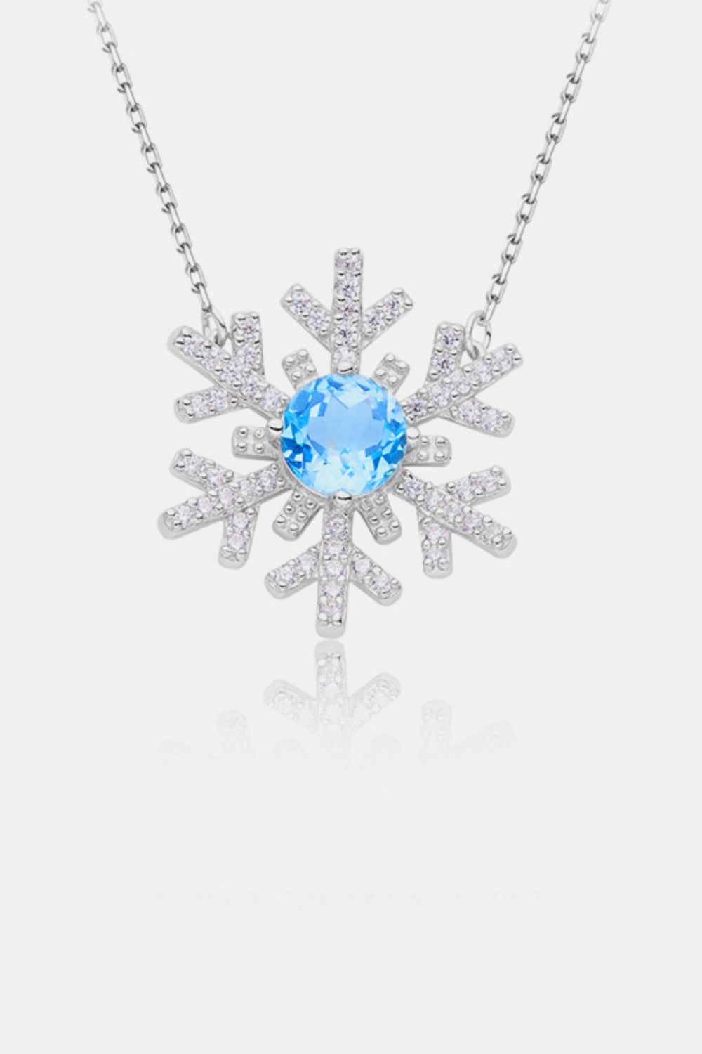 925 Sterling Silver Topaz Snowflake Shape Necklace  Trendsi   