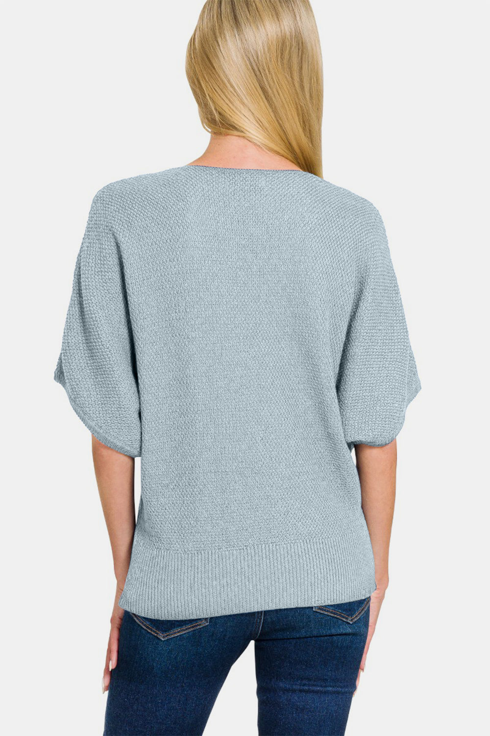 Zenana V-Neck Short Sleeve Dolman Sweater  Trendsi   