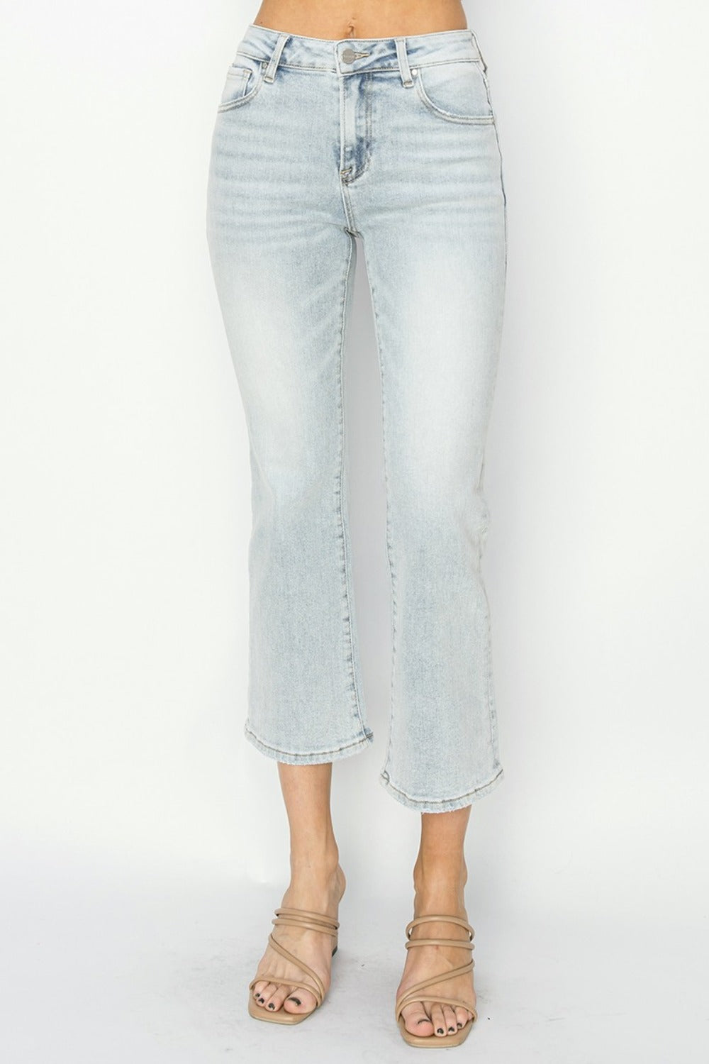 RISEN Full Size Mid Rise Cropped Flare Jeans Luxe Trendsi   