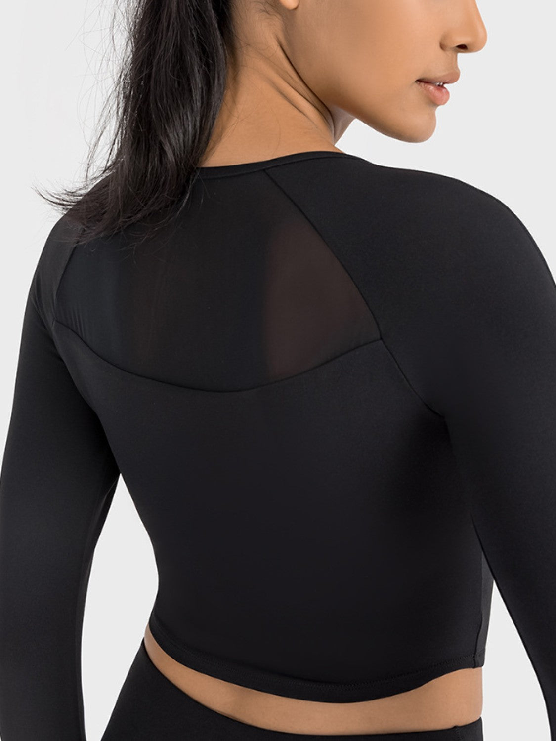 Millennia Square Neck Long Sleeve Cropped Sports Top  Trendsi   