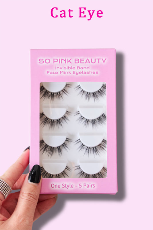 SO PINK BEAUTY Faux Mink Eyelashes 5 Pairs  Trendsi Cat Eye One Size 