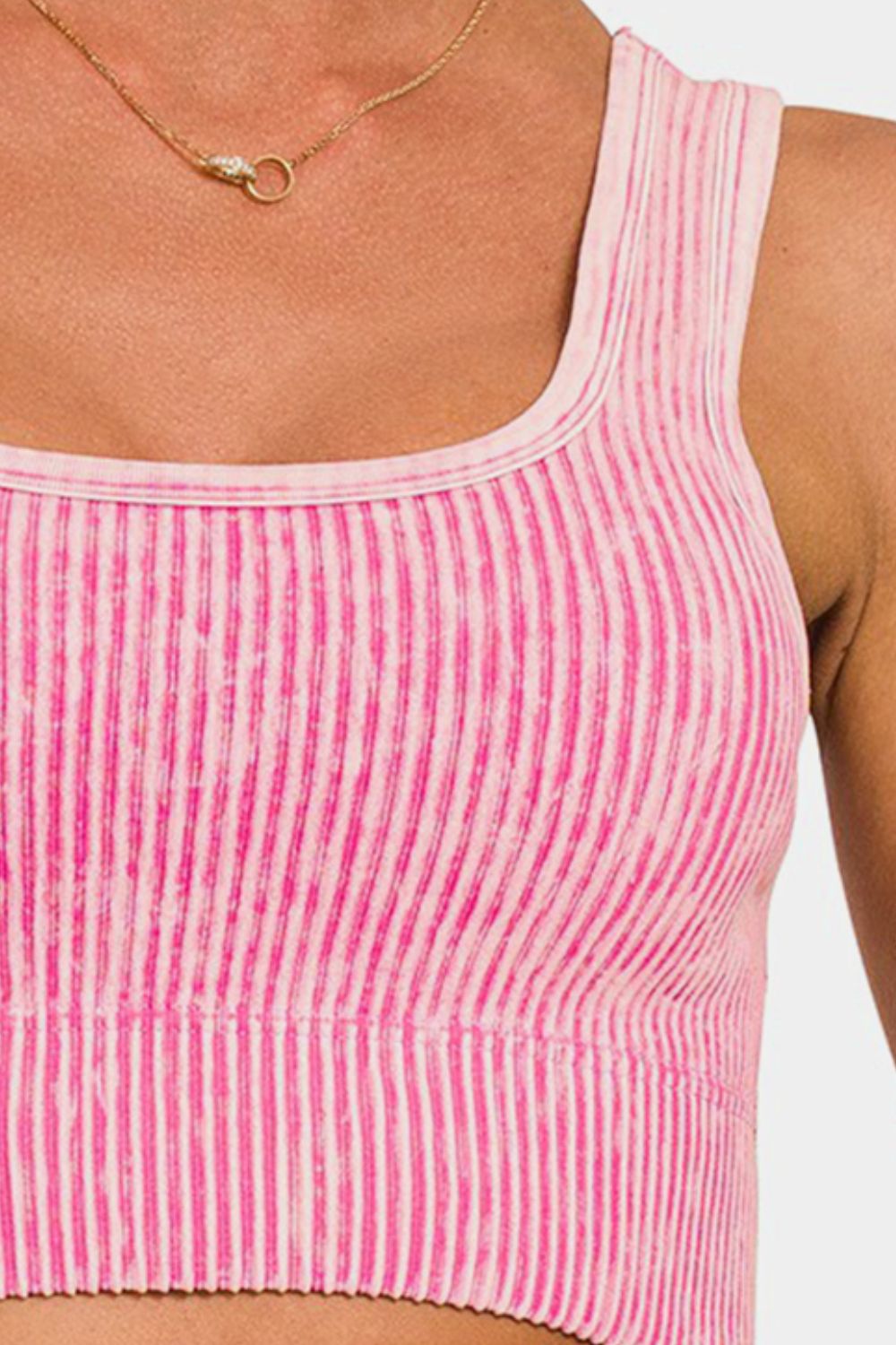 Zenana Ribbed Square Neck Wide Strap Tank  Trendsi   